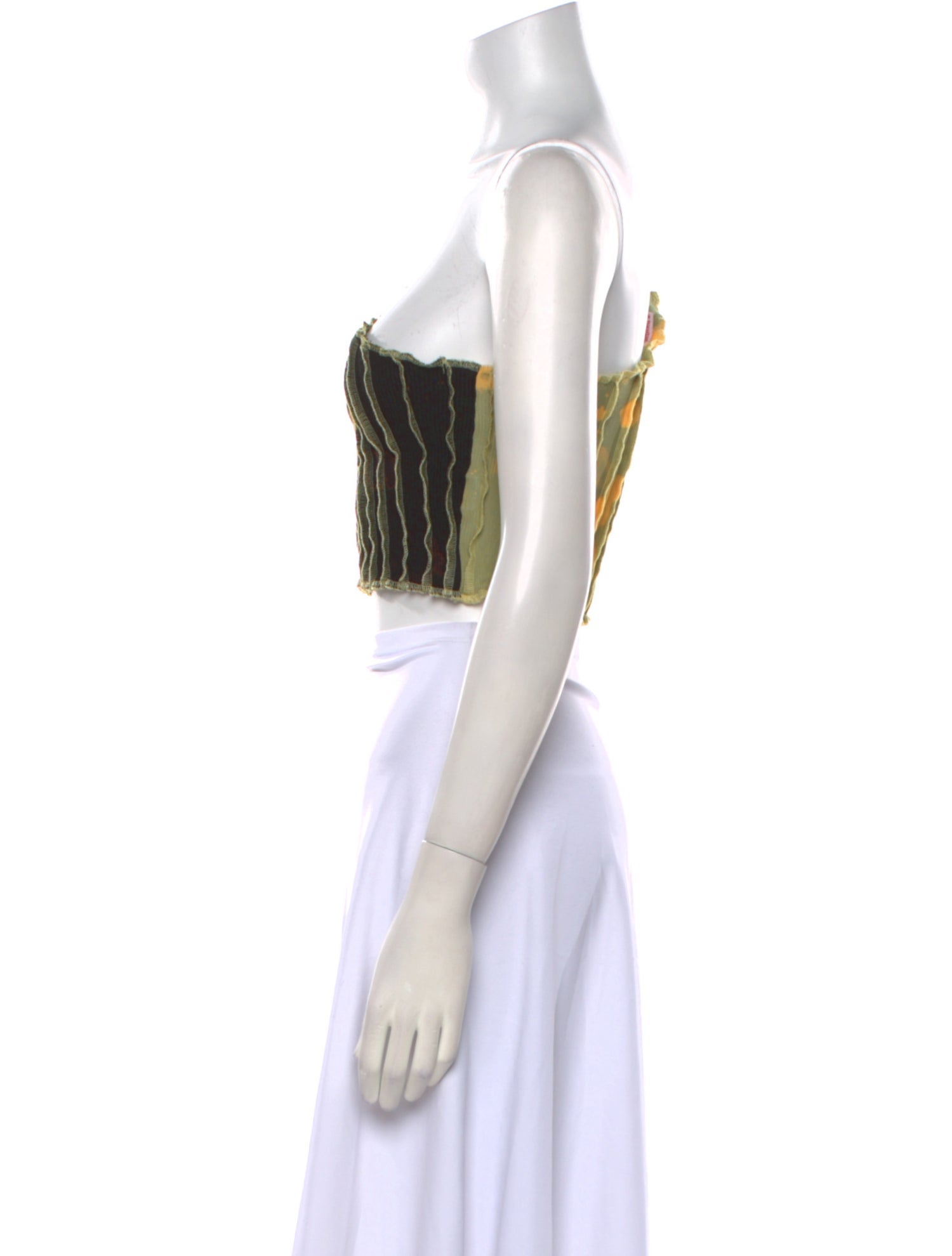 Helenamanzano Striped One-Shoulder Crop Top