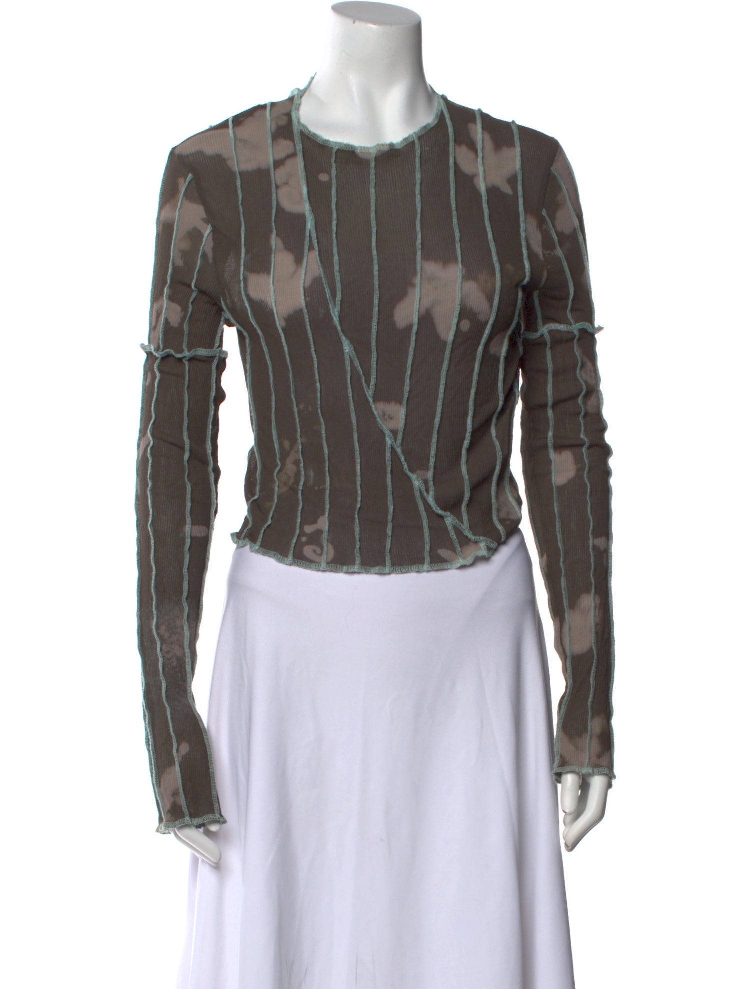 Helenamanzano Printed Crew Neck Crop Top