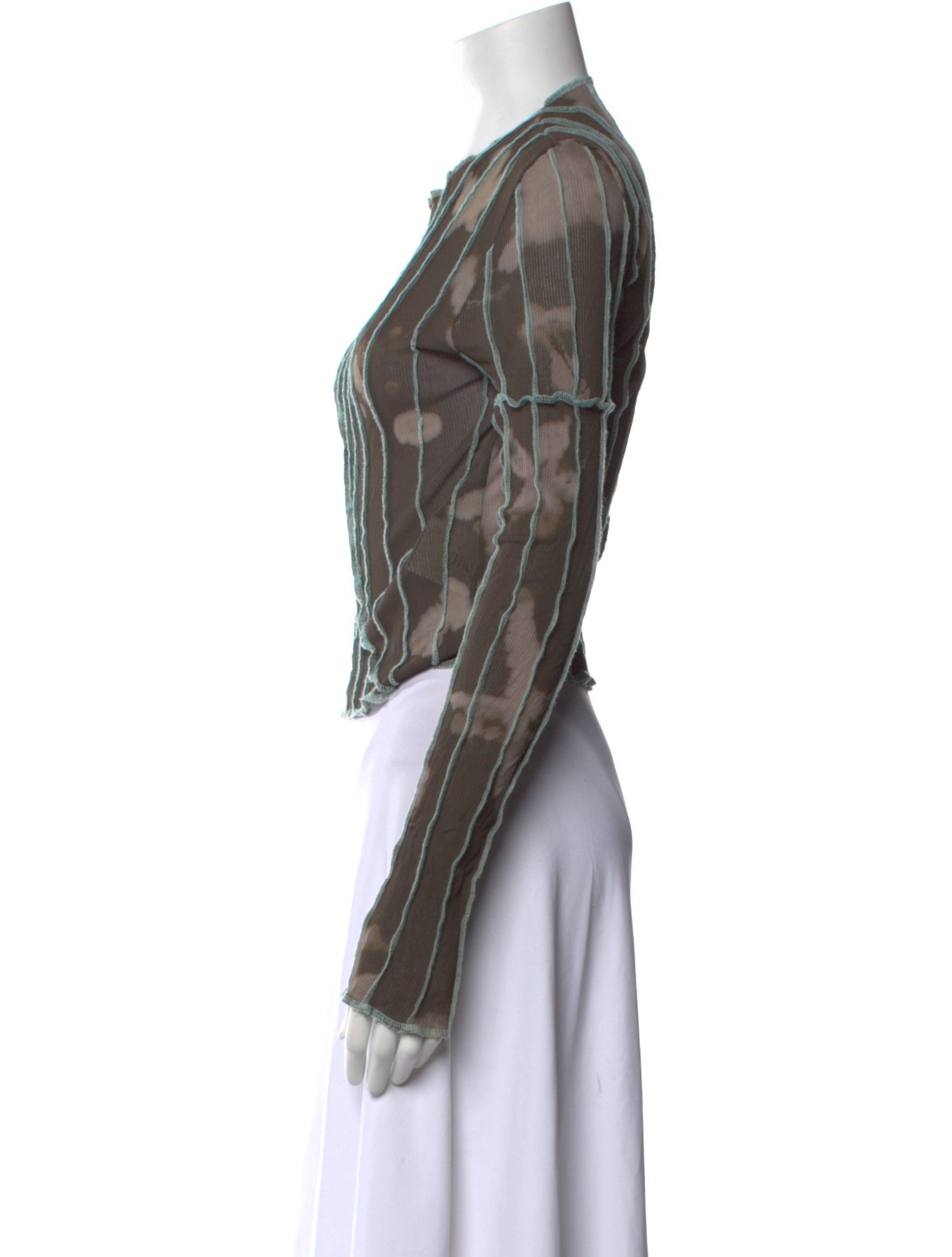 Helenamanzano Printed Crew Neck Crop Top