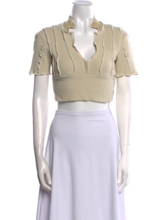 Helenamanzano V-Neck Short Sleeve Crop Top