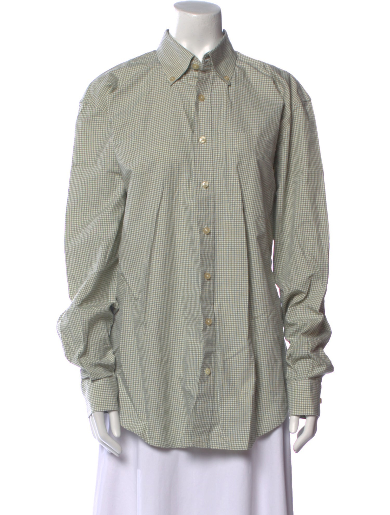 Hockey Plaid Print Long Sleeve Button-Up Top