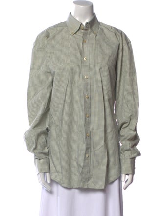 Hockey Plaid Print Long Sleeve Button-Up Top