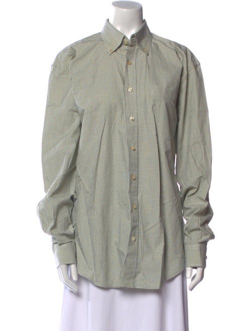 Hockey Plaid Print Long Sleeve Button-Up Top