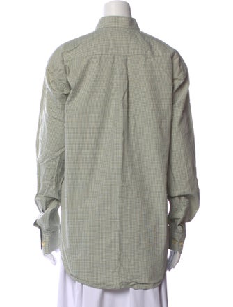 Hockey Plaid Print Long Sleeve Button-Up Top