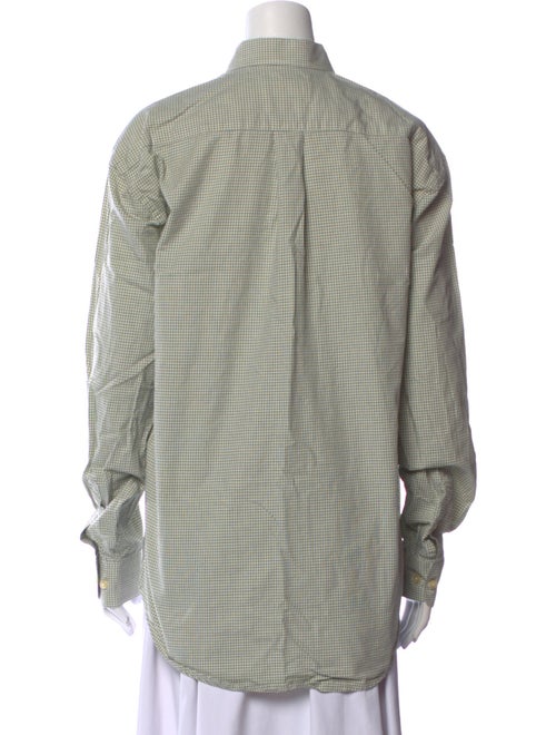 Hockey Plaid Print Long Sleeve Button-Up Top