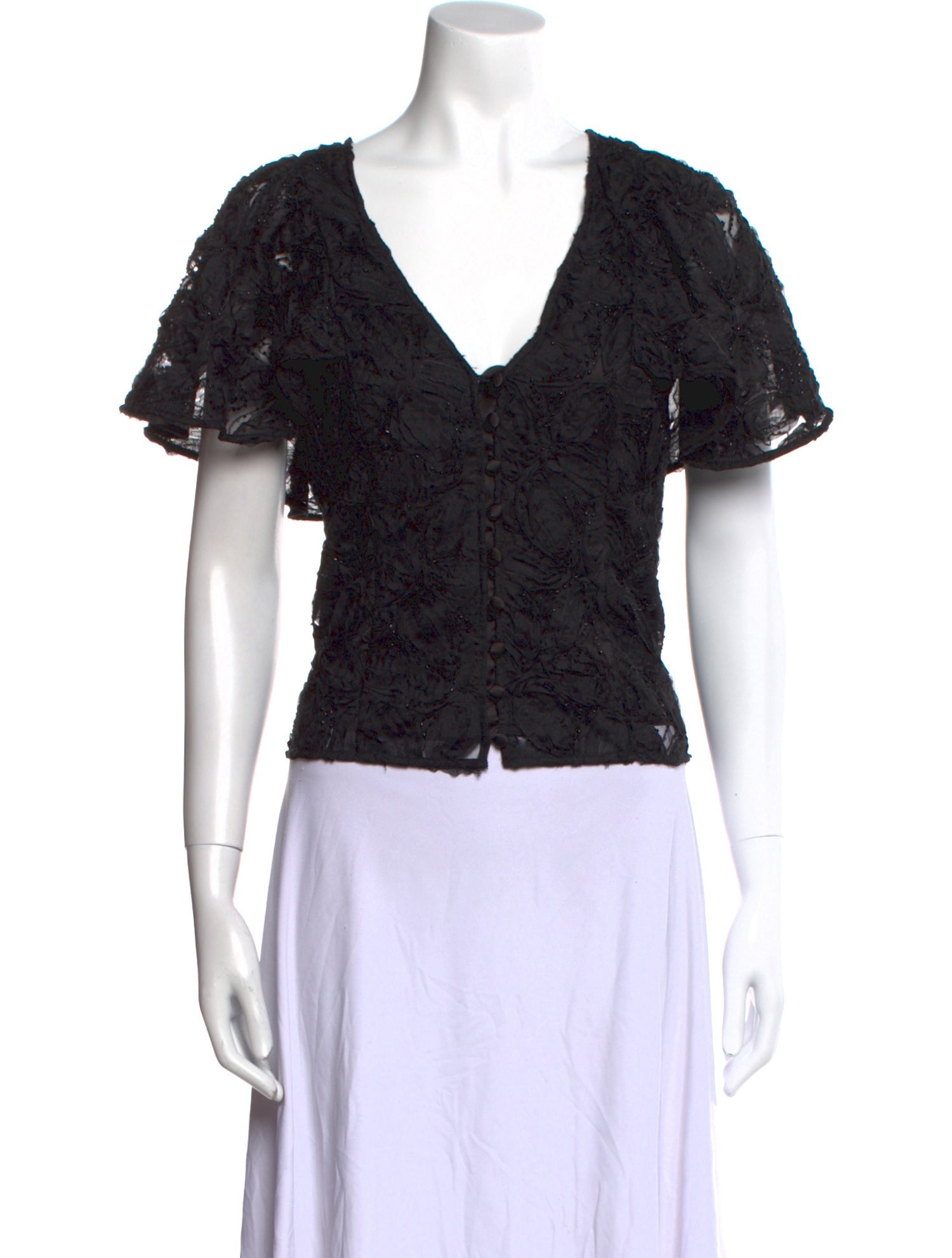 Hofmann Copenhagen Lace Pattern V-Neck Crop Top