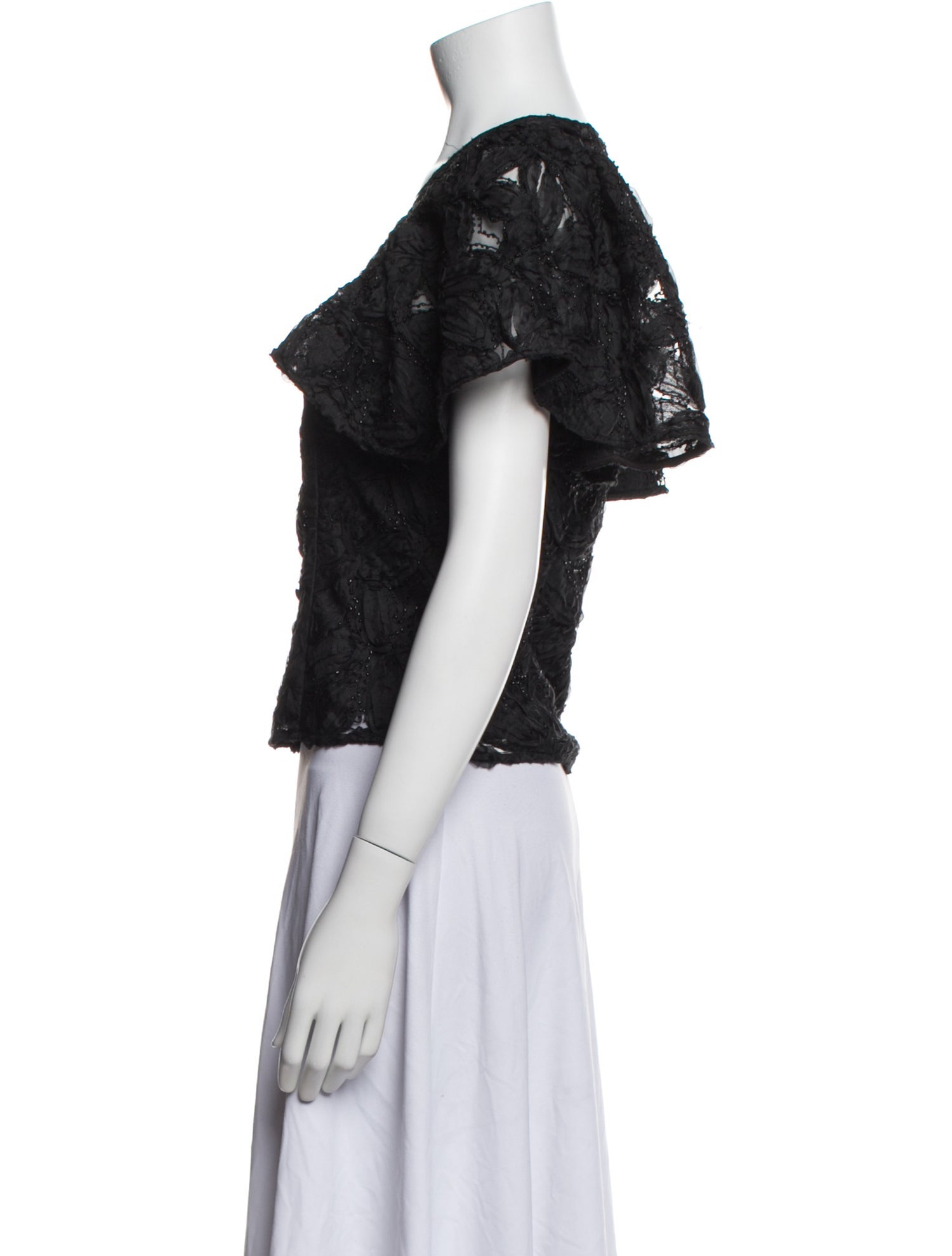 Hofmann Copenhagen Lace Pattern V-Neck Crop Top