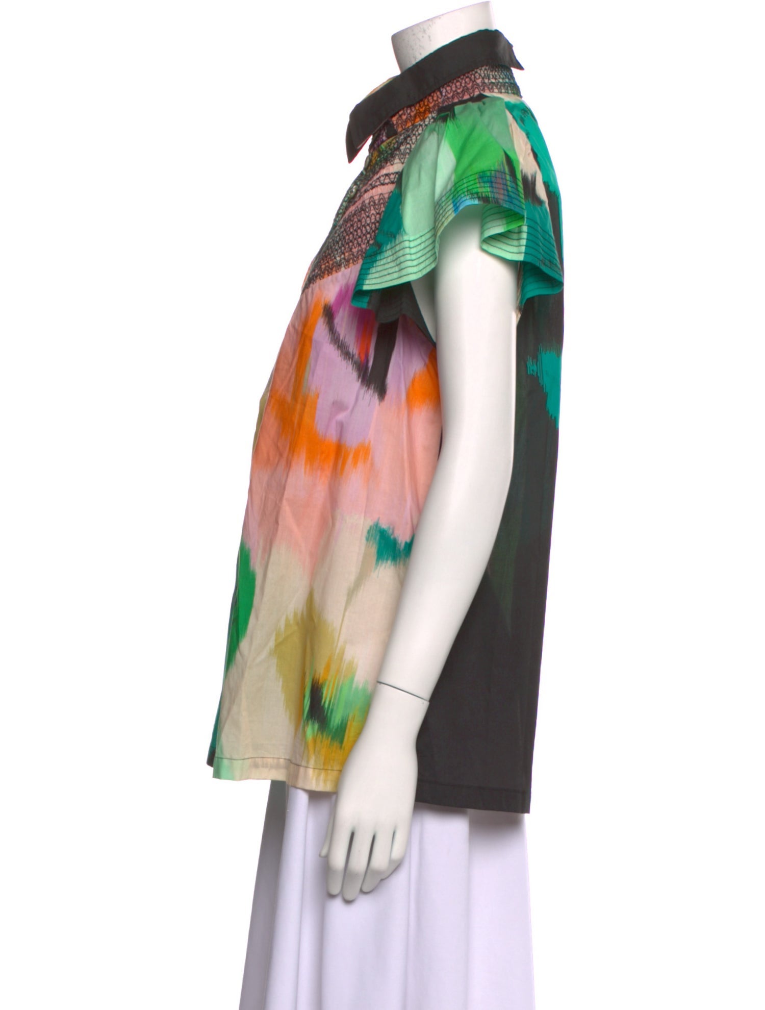 Hope For Flowers By Tracy Reese Printed Short Sleeve Button-Up Top