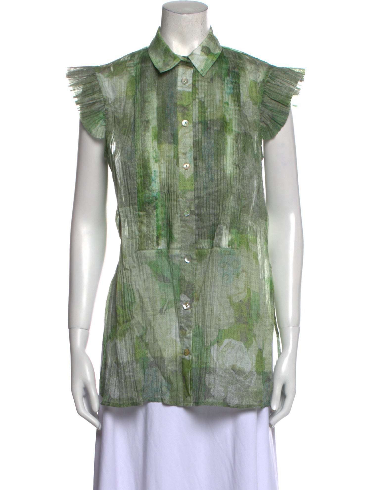 Hope For Flowers By Tracy Reese Printed Short Sleeve Button-Up Top