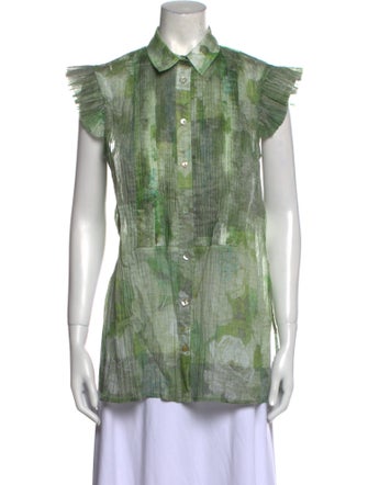 Hope For Flowers By Tracy Reese Printed Short Sleeve Button-Up Top