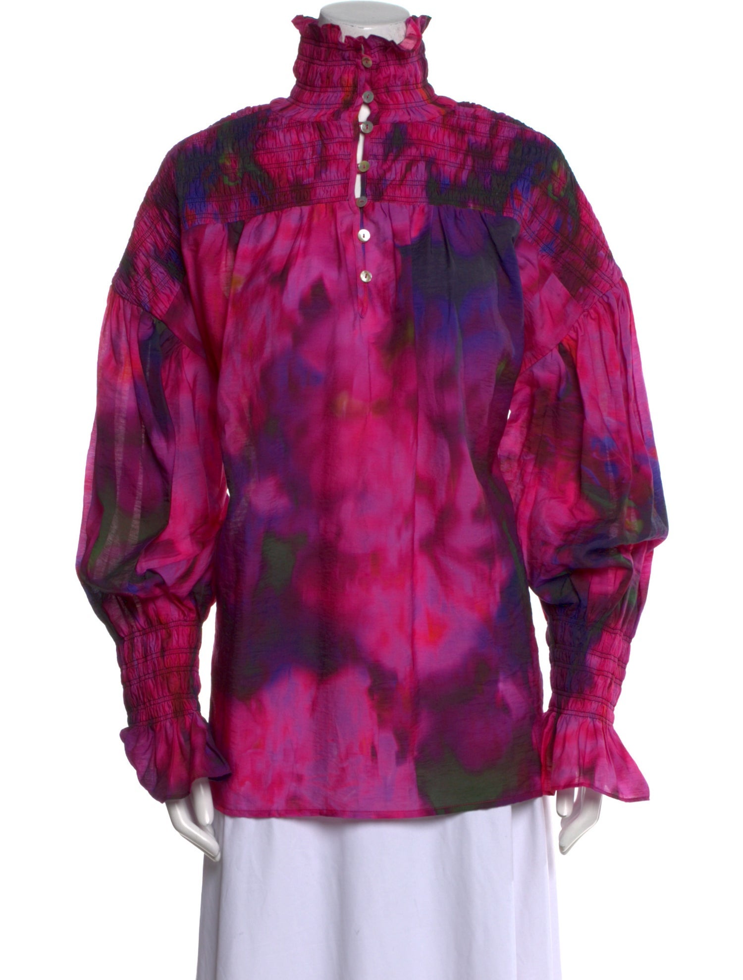 Hope For Flowers By Tracy Reese Tie-Dye Print Mock Neck Blouse