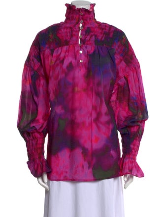 Hope For Flowers By Tracy Reese Tie-Dye Print Mock Neck Blouse
