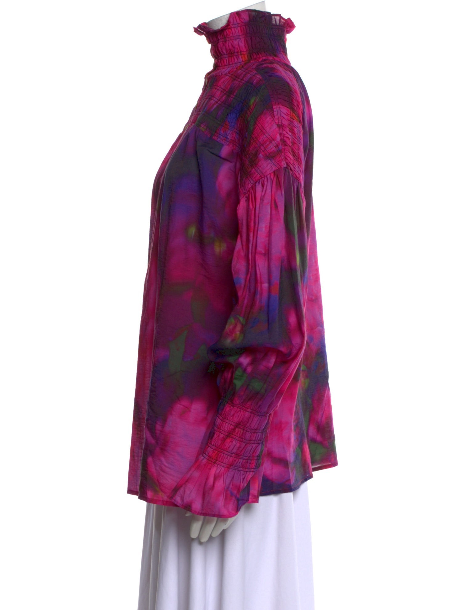 Hope For Flowers By Tracy Reese Tie-Dye Print Mock Neck Blouse