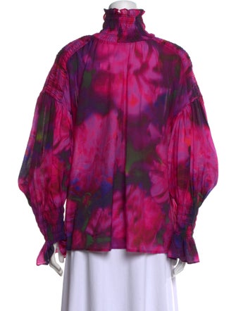 Hope For Flowers By Tracy Reese Tie-Dye Print Mock Neck Blouse