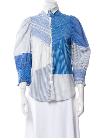 Hope For Flowers By Tracy Reese Striped Three-Quarter Sleeve Button-Up Top