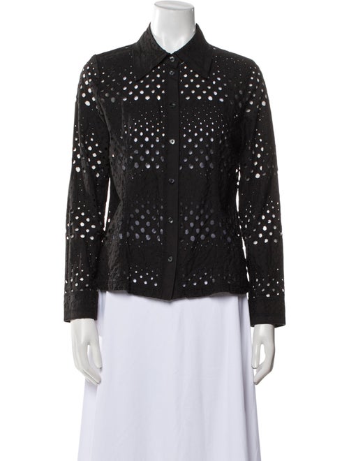 Hiroko Koshino Wool Long Sleeve Button-Up Top