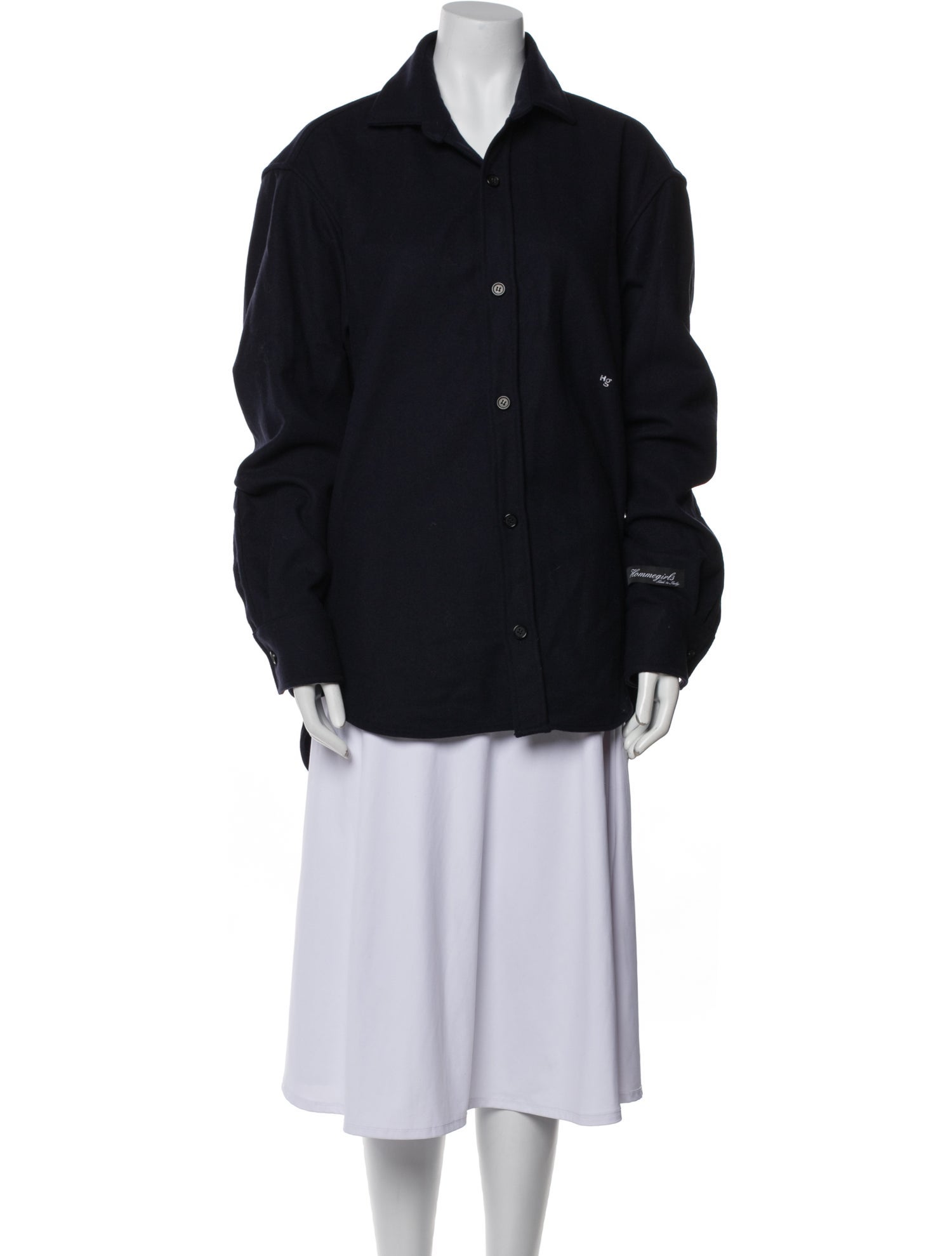 Hommegirls Wool Long Sleeve Button-Up Top