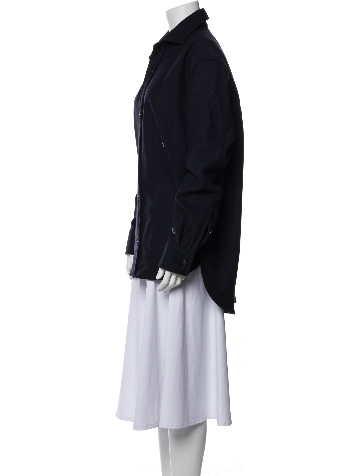 Hommegirls Wool Long Sleeve Button-Up Top