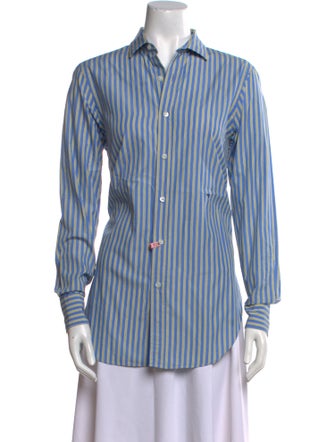 Hommegirls Striped Long Sleeve Button-Up Top