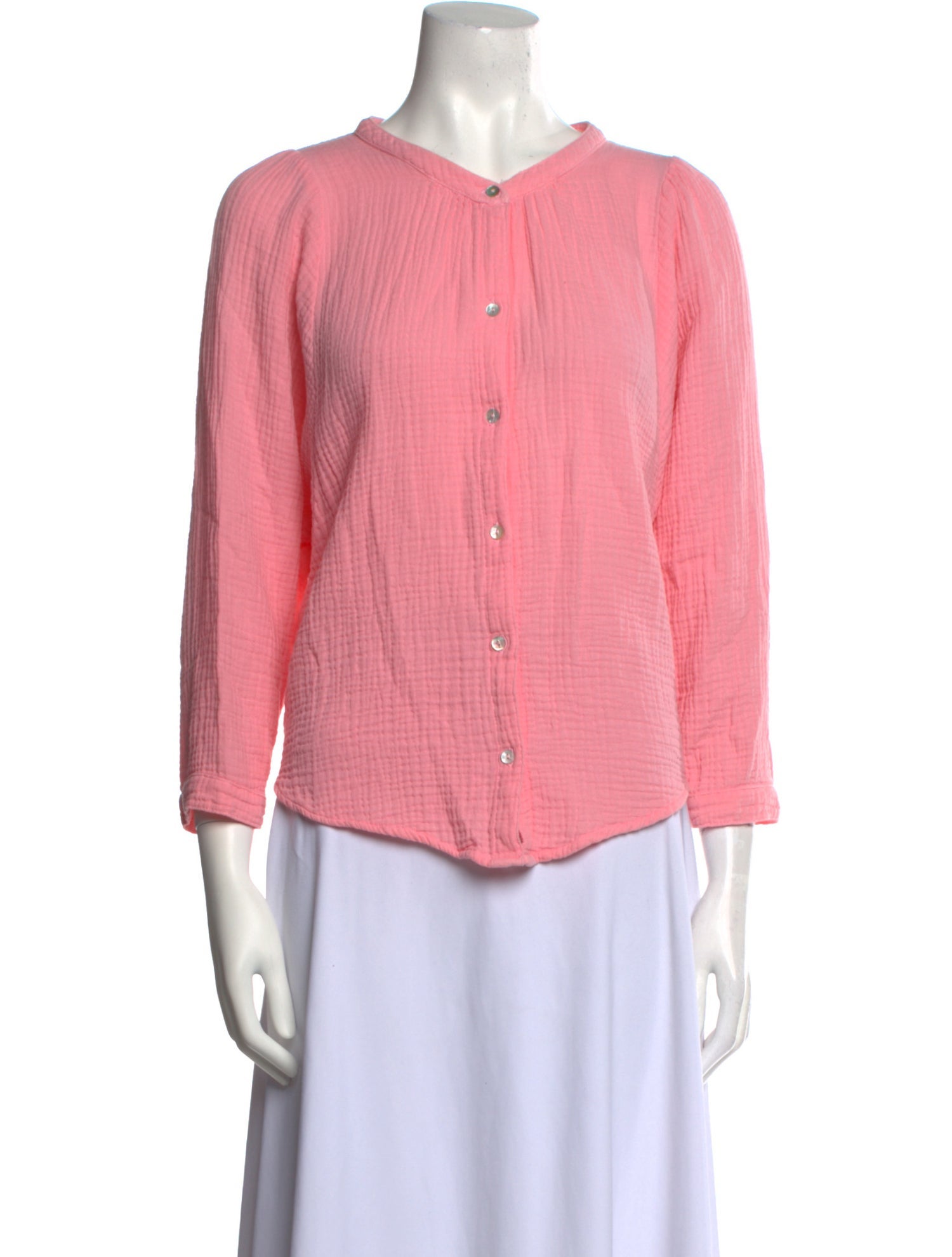 Honorine V-Neck Three-Quarter Sleeve Button-Up Top