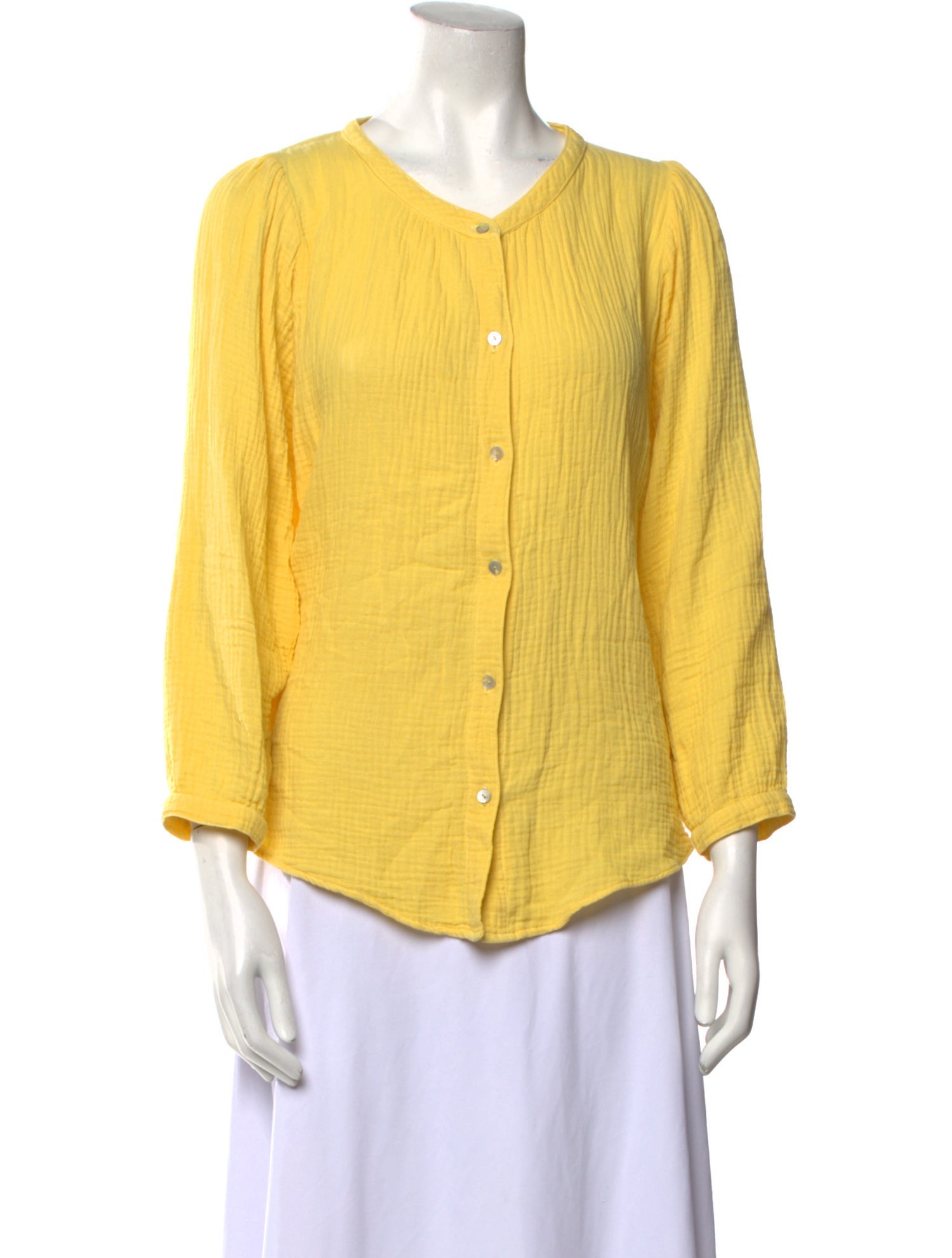 Honorine V-Neck Three-Quarter Sleeve Button-Up Top