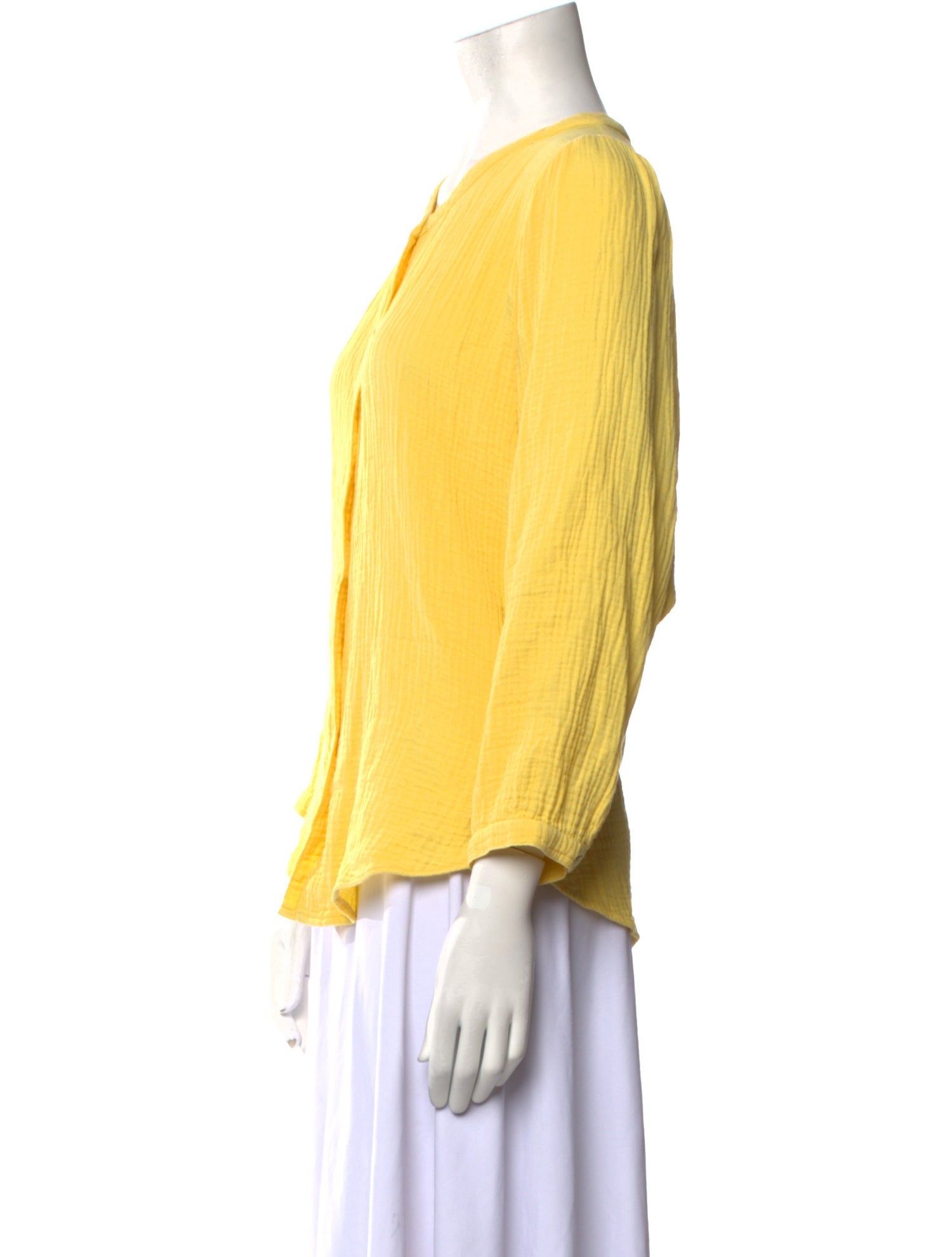 Honorine V-Neck Three-Quarter Sleeve Button-Up Top