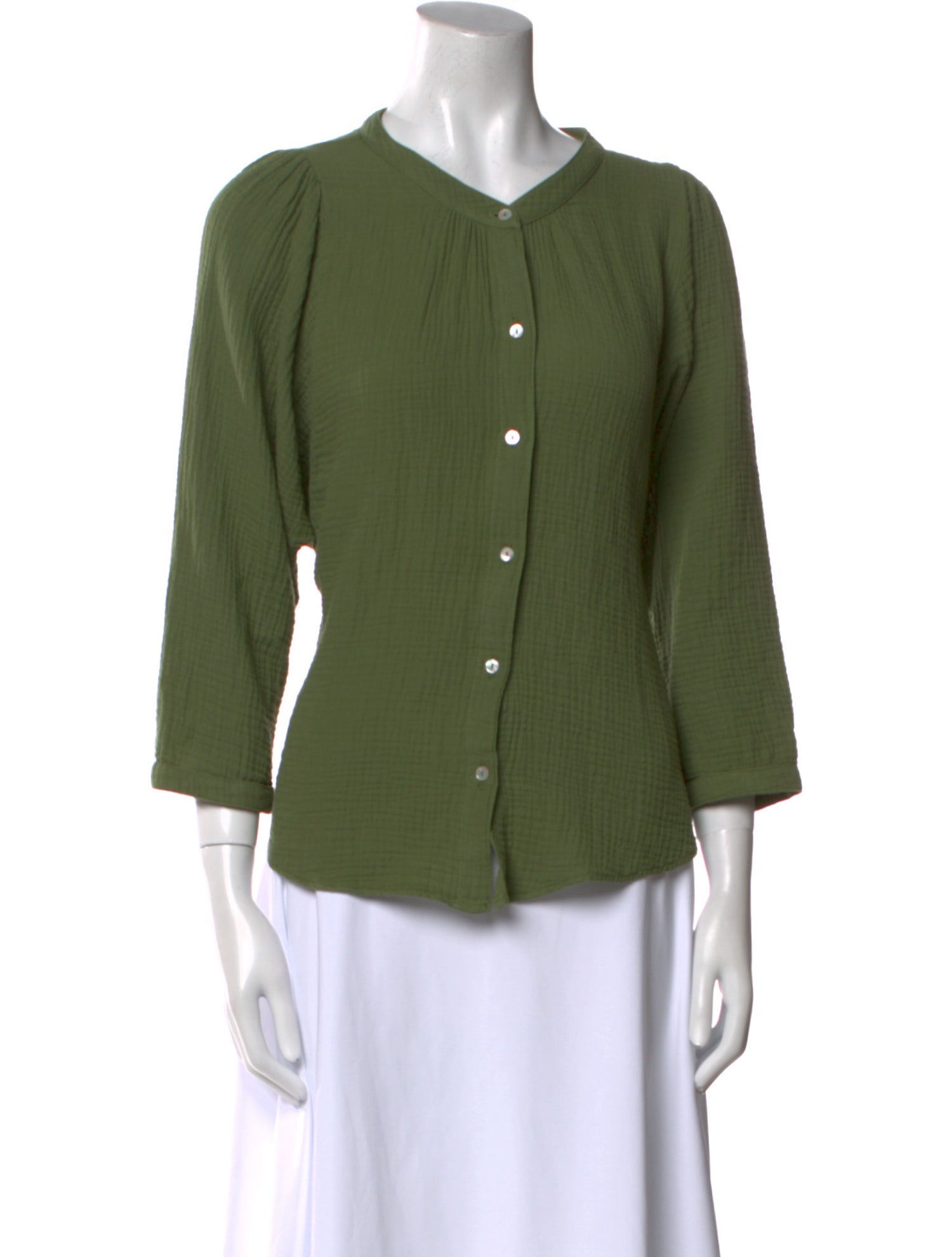 Honorine V-Neck Three-Quarter Sleeve Button-Up Top w/ Tags