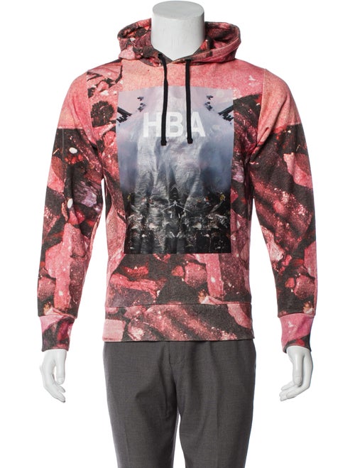 Hood by Air Coated Graphic Logo Hoodie coral