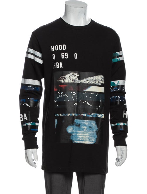 Hood by Air Printed Crew Neck Sweatshirt Black