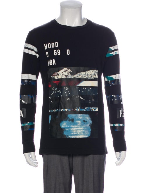 Hood by Air Graphic Print Crew Neck Sweatshirt Bla