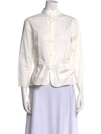 Hope Mock Neck Three-Quarter Sleeve Button-Up Top