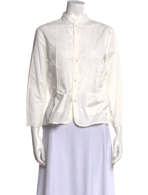 Hope Mock Neck Three-Quarter Sleeve Button-Up Top