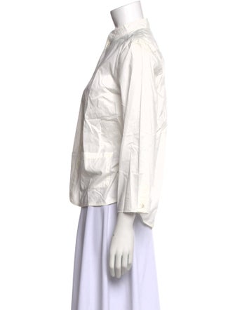 Hope Mock Neck Three-Quarter Sleeve Button-Up Top