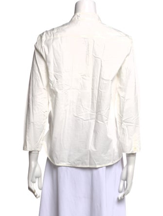 Hope Mock Neck Three-Quarter Sleeve Button-Up Top