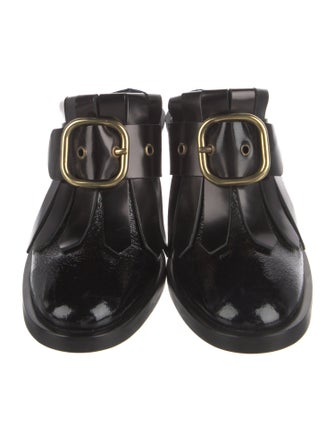 Hope Patent Leather Fringe Trim Accent Mules