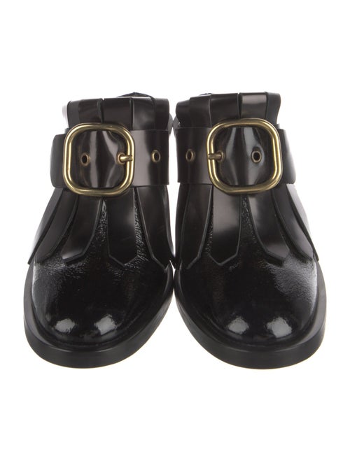 Hope Patent Leather Fringe Trim Accent Mules