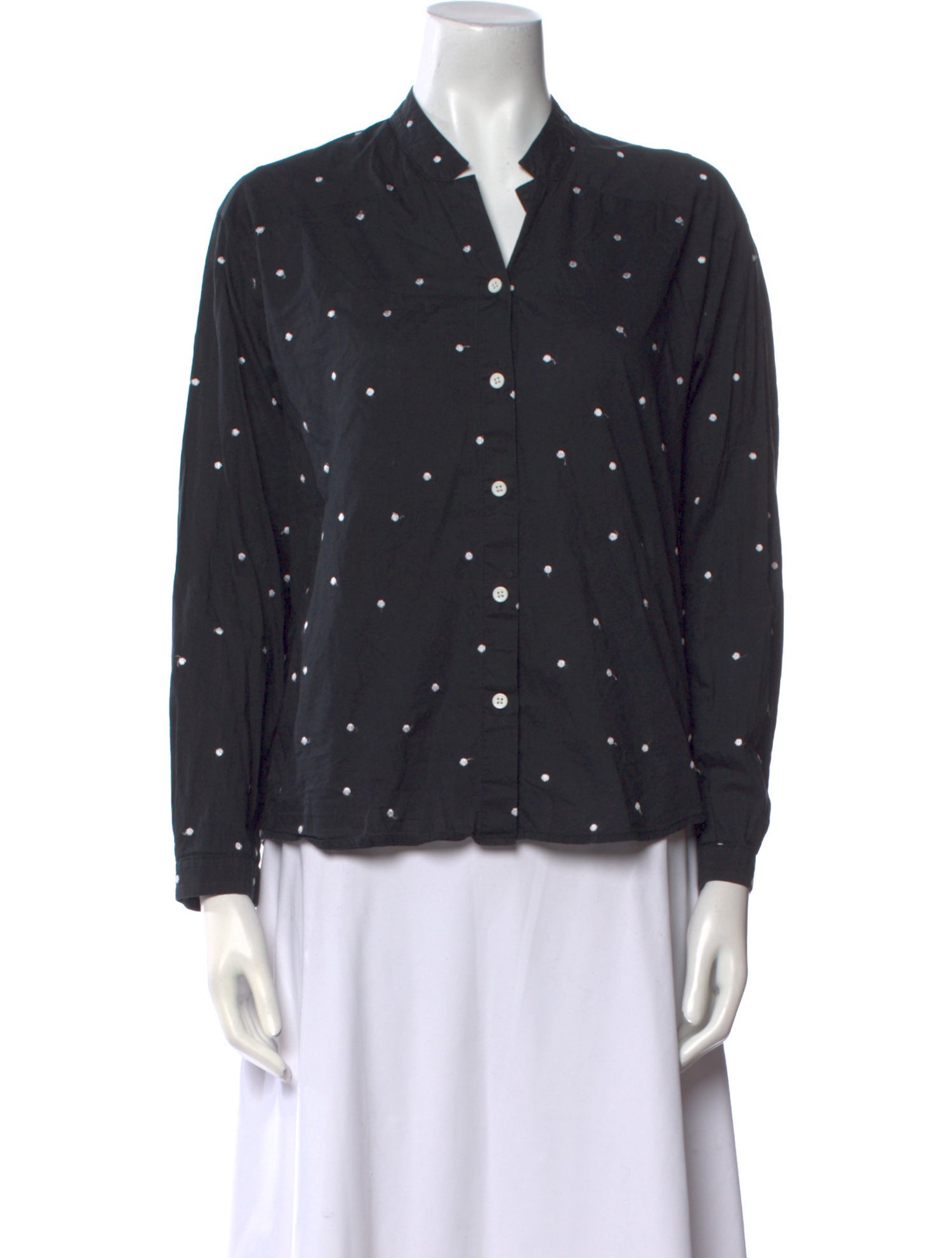 Hope Polka Dot Print Long Sleeve Button-Up Top