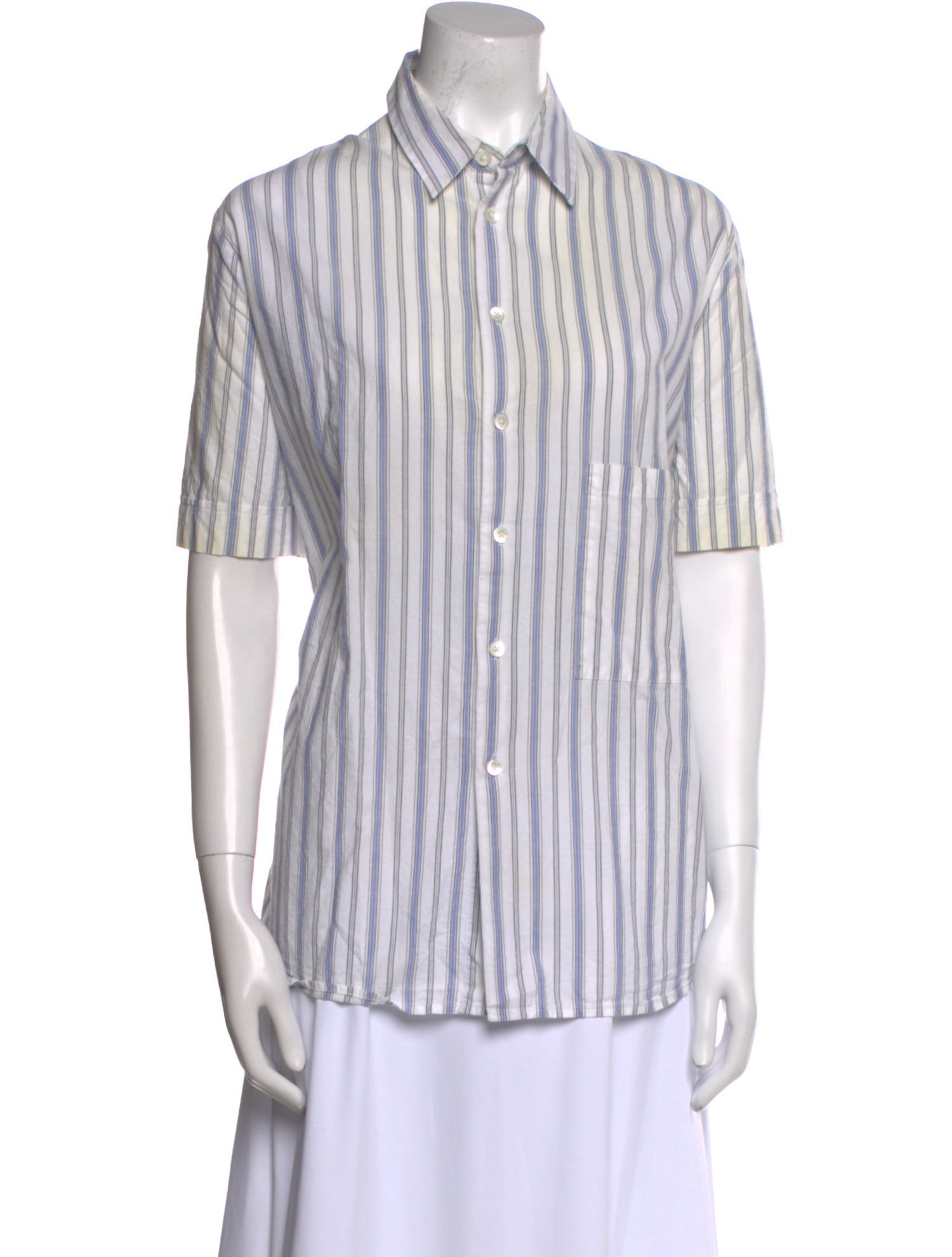 Hope Striped Short Sleeve Button-Up Top