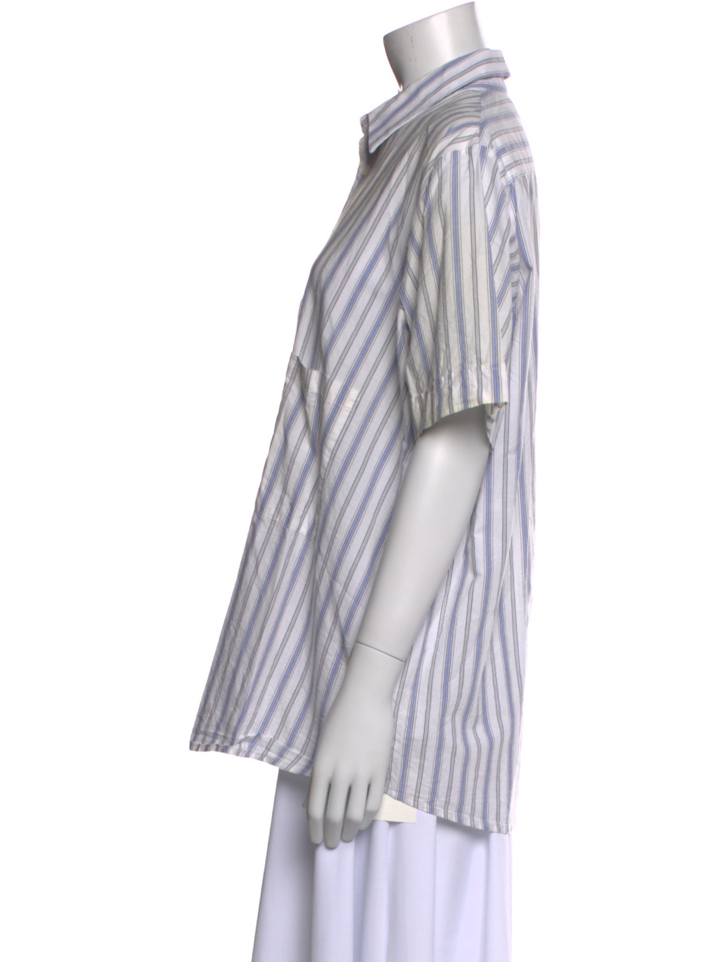 Hope Striped Short Sleeve Button-Up Top