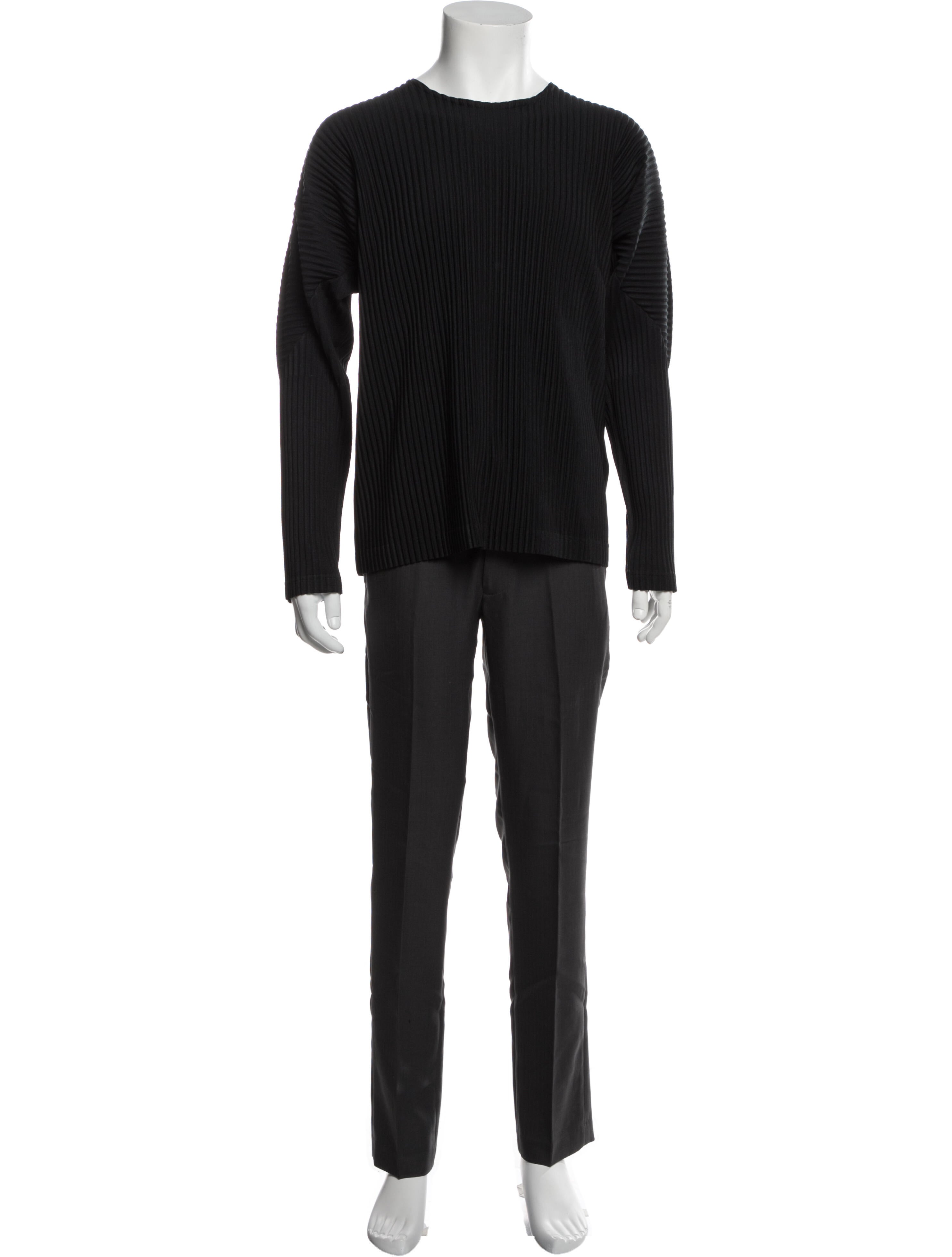 HOMME PLISSÉ ISSEY MIYAKE Crew Neck Long Sleeve T-Shirt - Black T 