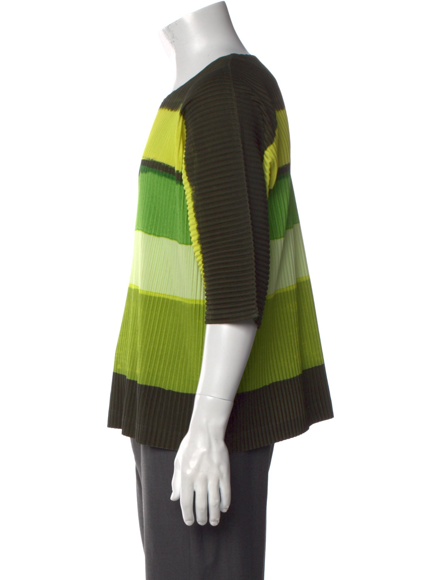 HOMME PLISSÉ ISSEY MIYAKE Striped Crew Neck Pullover