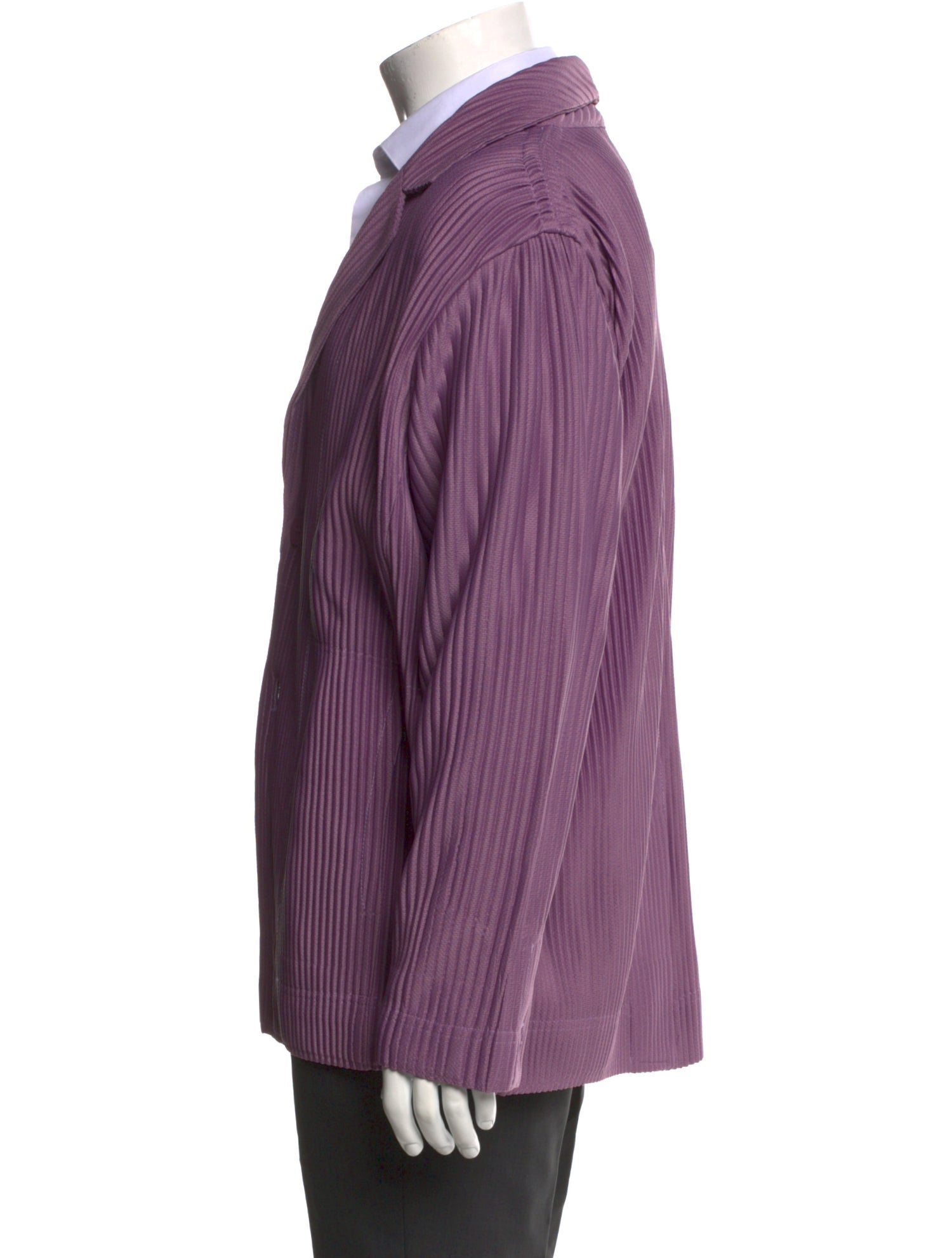 HOMME PLISSÉ ISSEY MIYAKE Striped Long Sleeve Denim Shirt