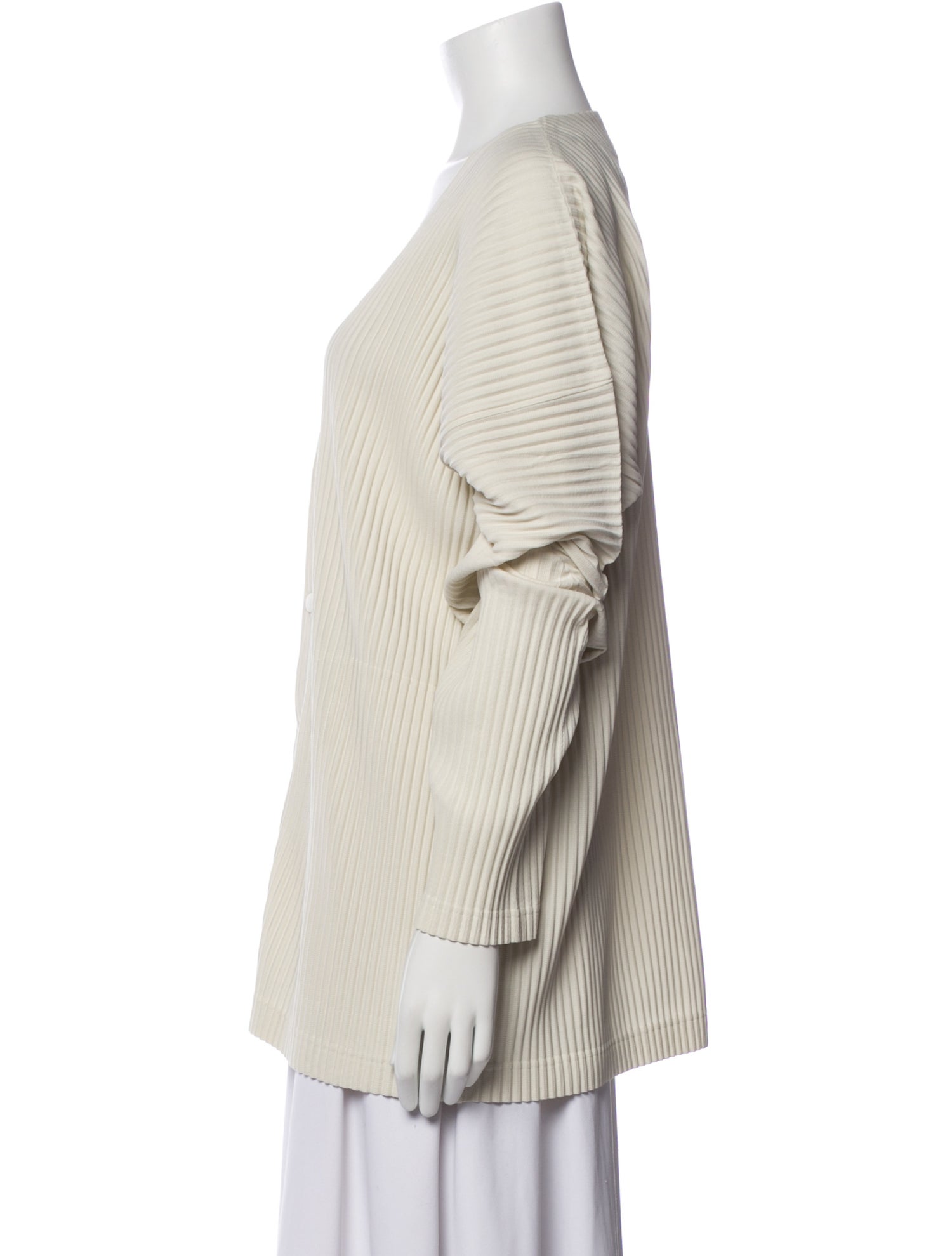 HOMME PLISSÉ ISSEY MIYAKE Striped V-Neck Cardigan