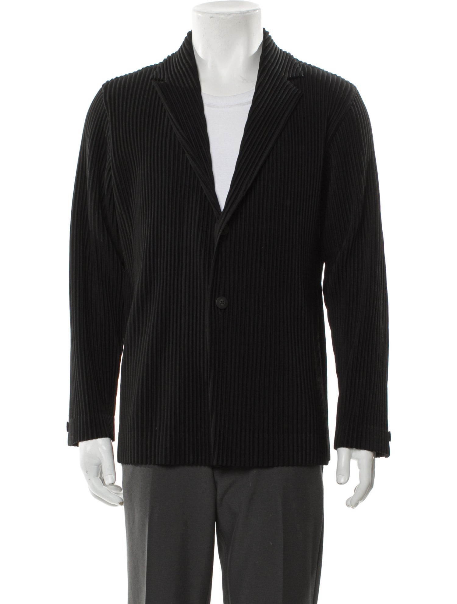HOMME PLISSÉ ISSEY MIYAKE Striped Pleated Accents Blazer