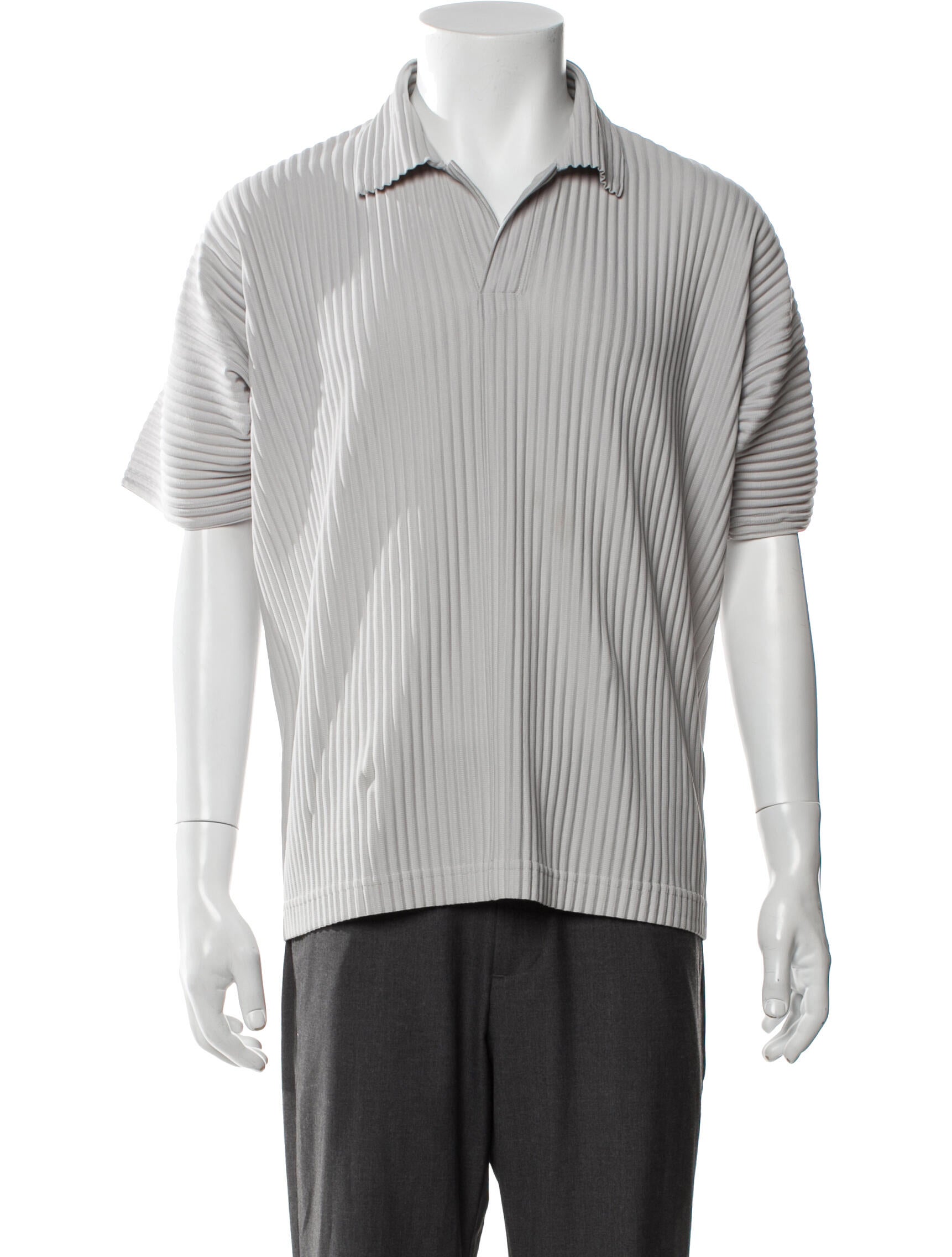 HOMME PLISSÉ ISSEY MIYAKE Striped Collar Polo Shirt