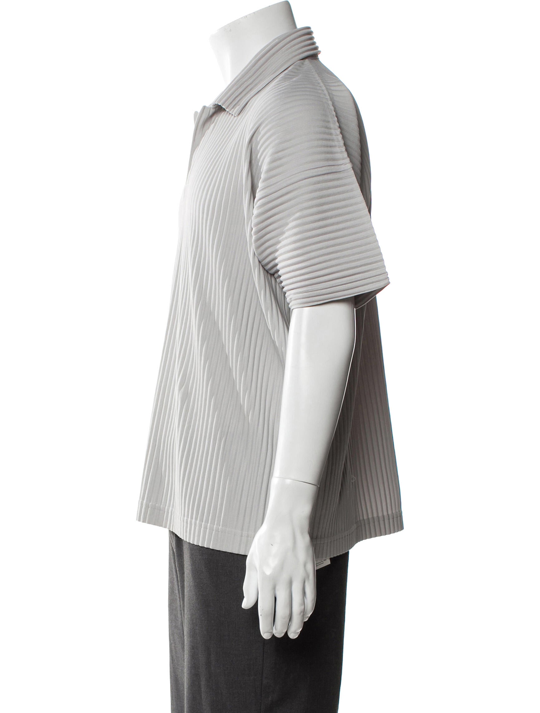 HOMME PLISSÉ ISSEY MIYAKE Striped Collar Polo Shirt