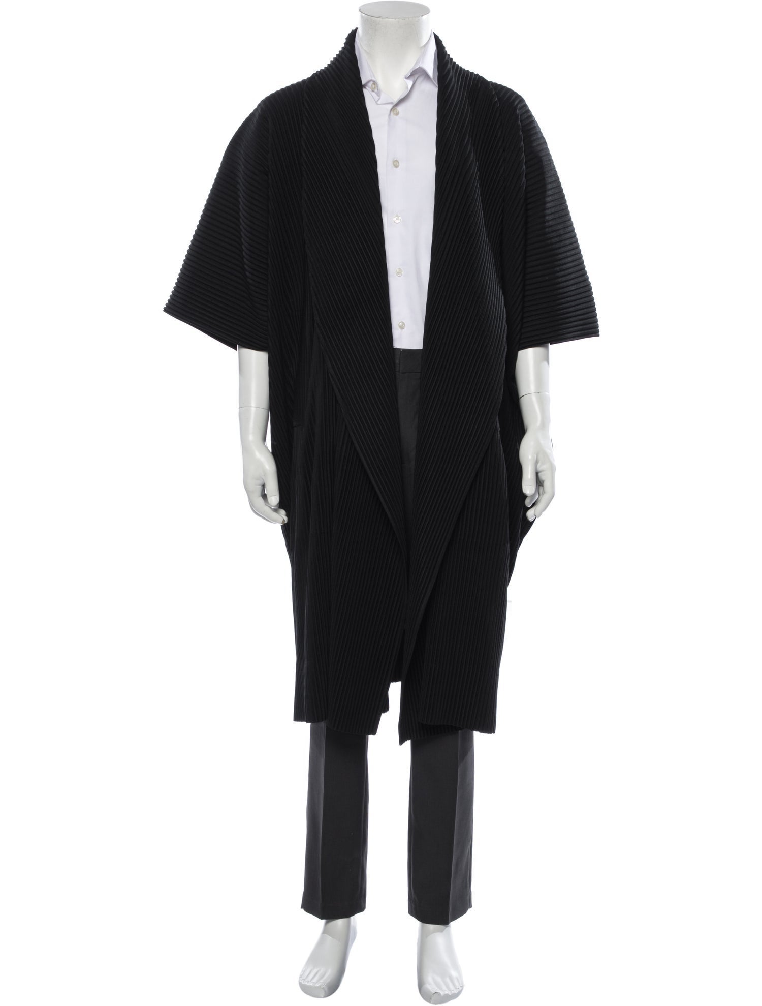 HOMME PLISSÉ ISSEY MIYAKE Open Front Three-Quarter Sleeve Cardigan