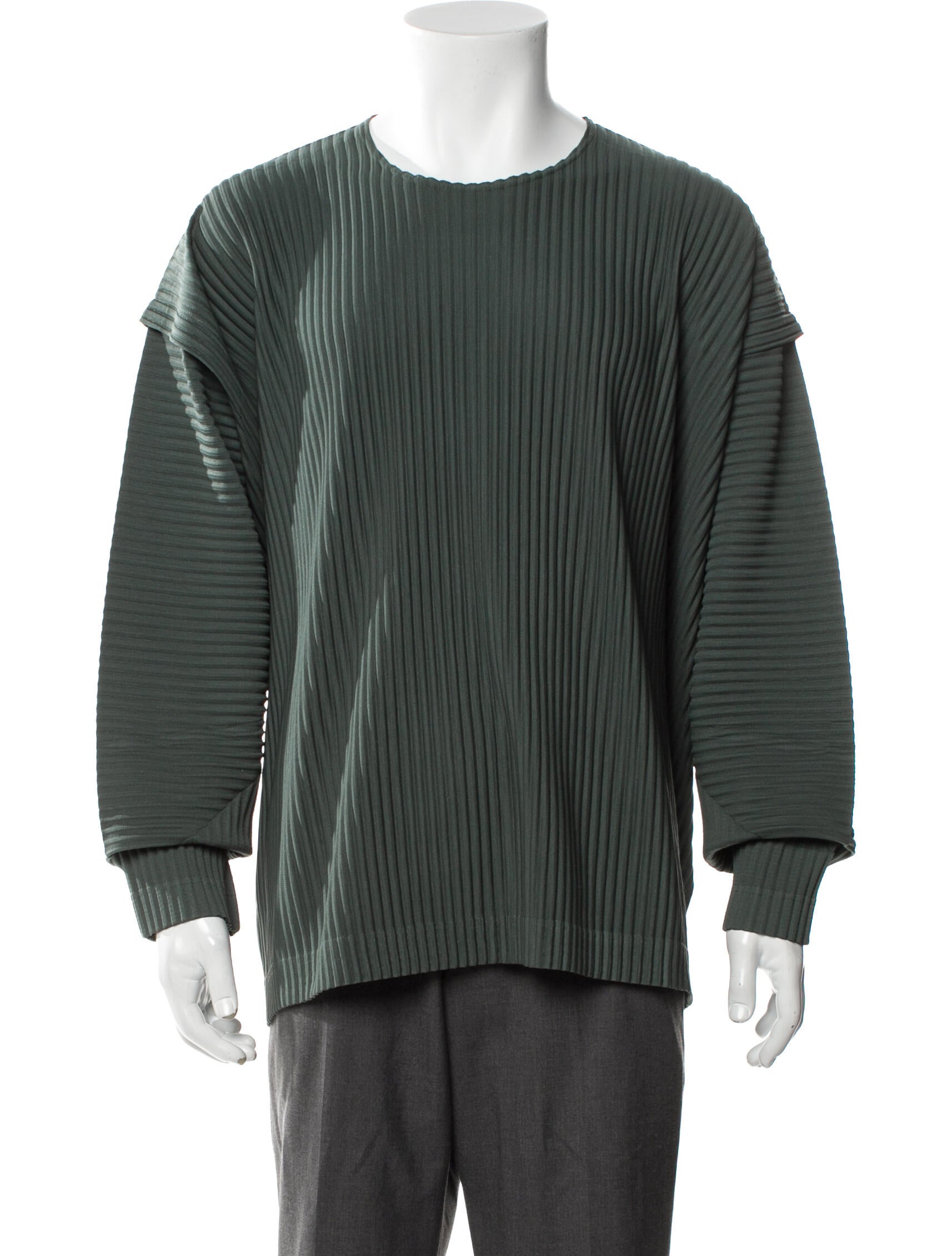 HOMME PLISSÉ ISSEY MIYAKE Striped Crew Neck Pullover