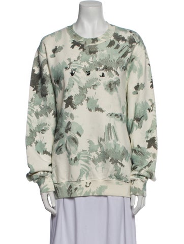 Off-White Tops 2021 Graphic Print Crewneck Pullover Sweatshirt M