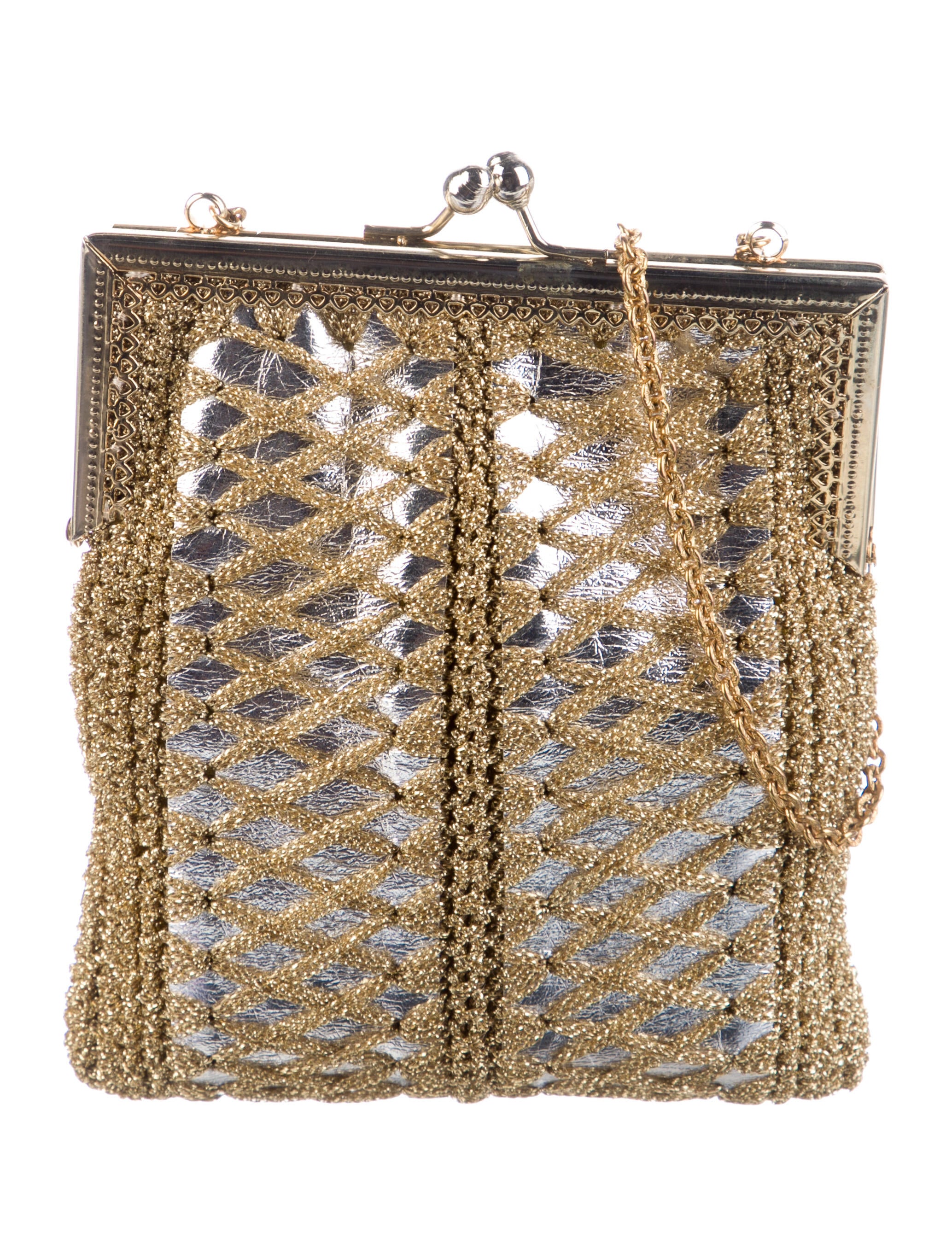 Harry Rosenfeld embroidered clutch Gold Clutches, Handbags